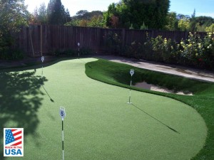 Synthetic putting green for backyard